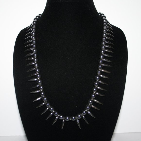 Stunning Spiked hematite necklace 24"